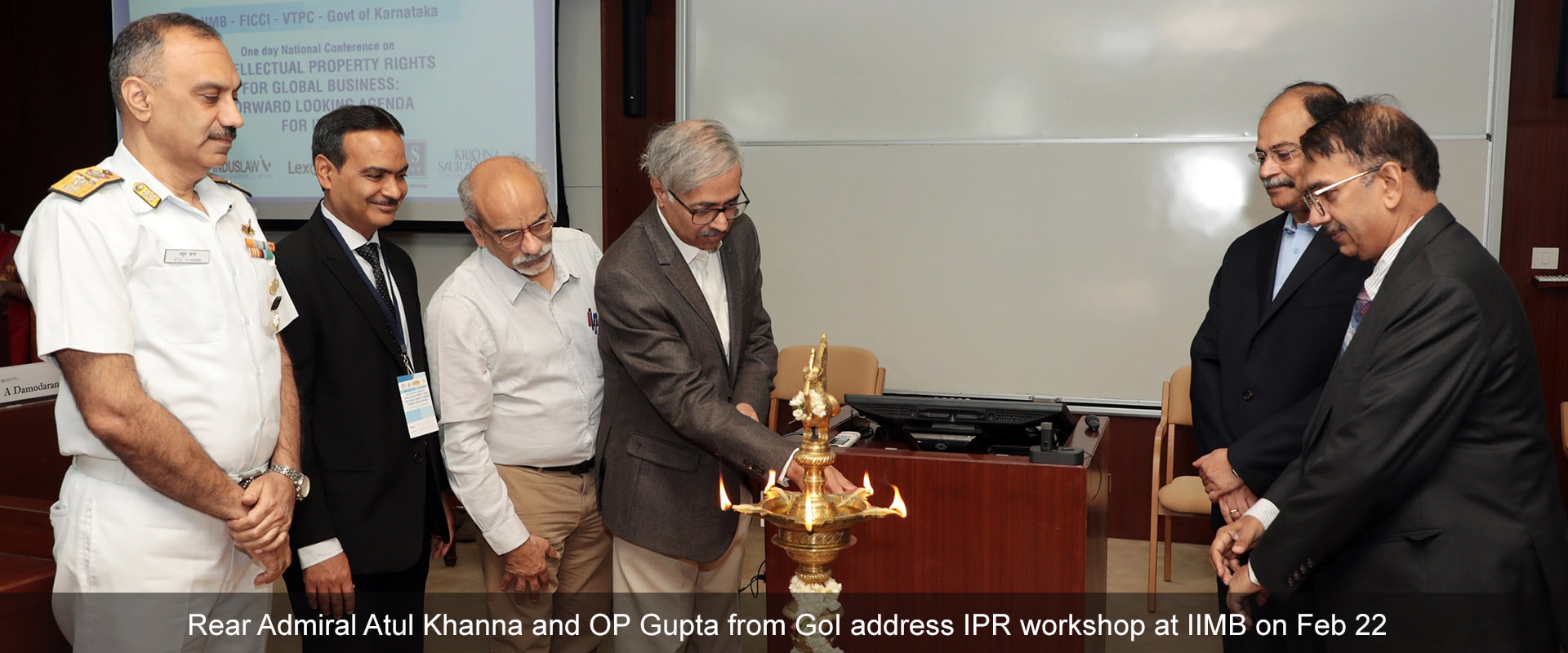 Rear Admiral Atul Khanna and OP Gupta from GoI address IPR workshop
