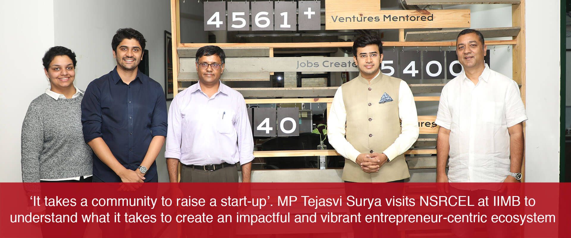 MP Tejasvi Surya visits NSRCEL at IIMB to understand what it takes to create an impactful and vibrant entrepreneur-centric ecosystem 
