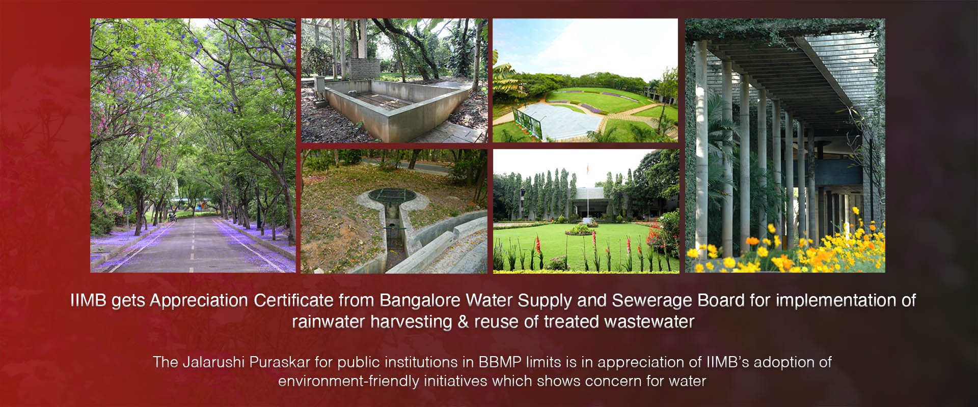 IIMB gets Appreciation Certificate from Bangalore Water Supply and Sewerage Board for implementation of rainwater harvesting & reuse of treated wastewater