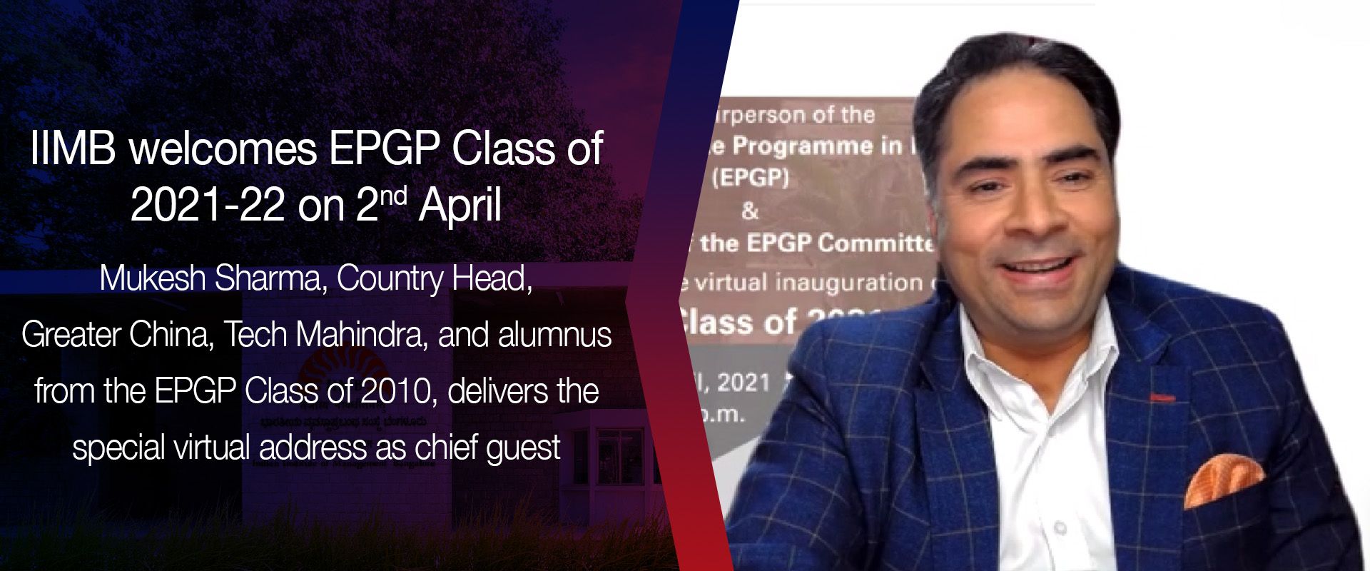 IIMB welcomes EPGP Class of 2021-22 on 2nd April