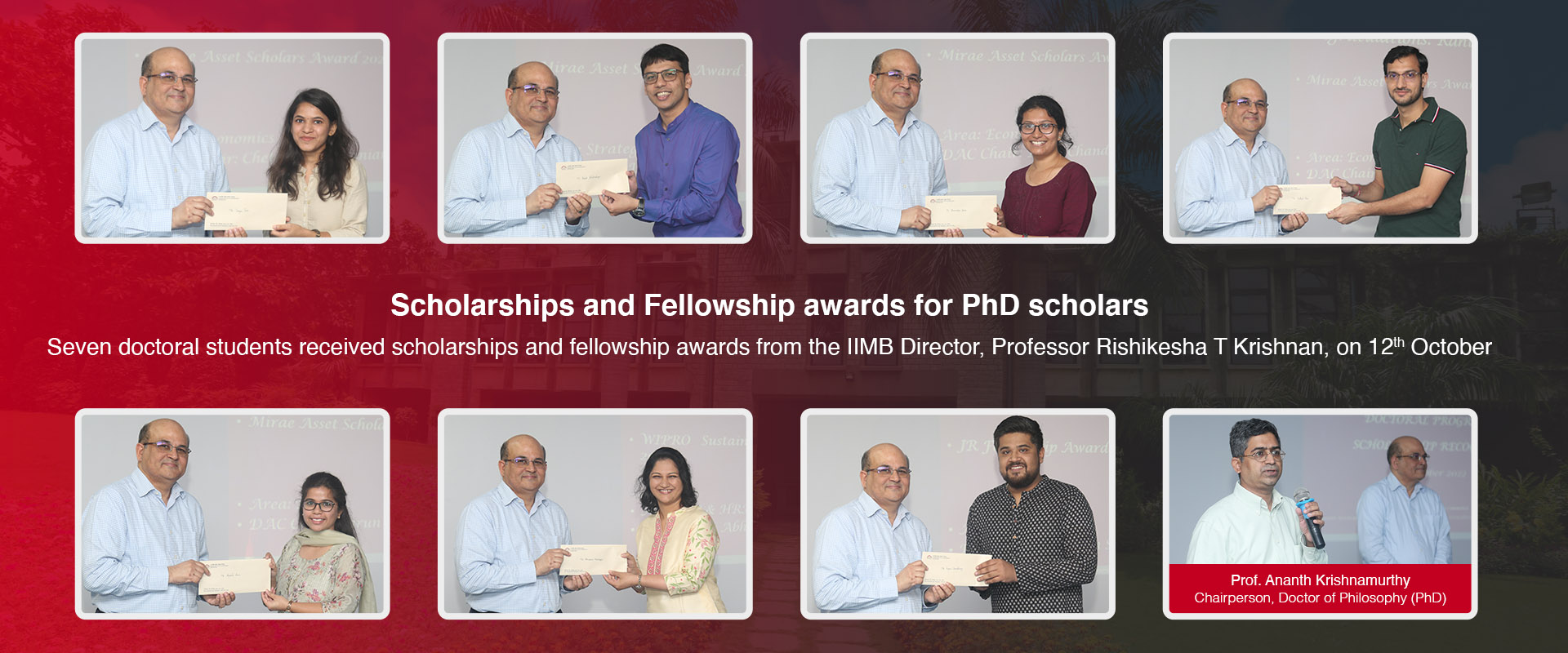 Scholarships and Fellowship awards for PhD scholars