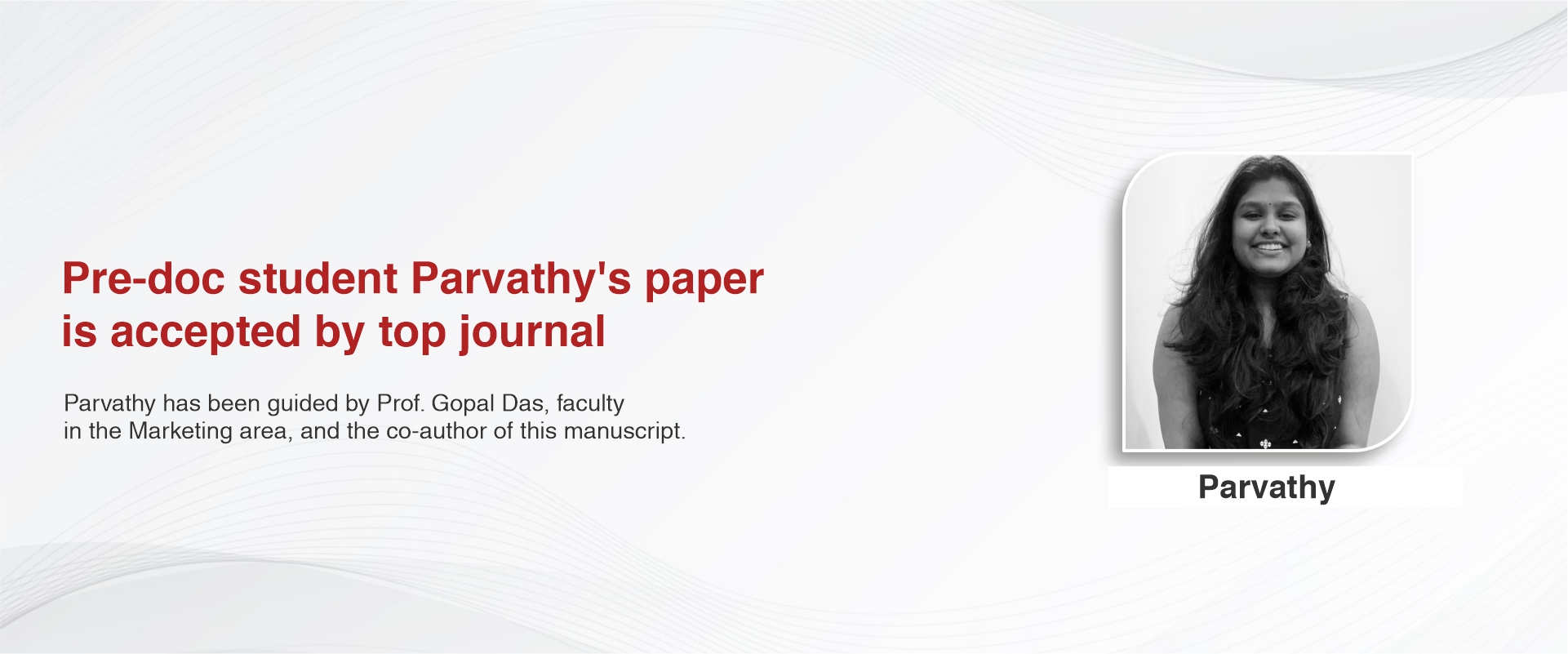 Pre-doc student Parvathy’s paper is accepted by top journal