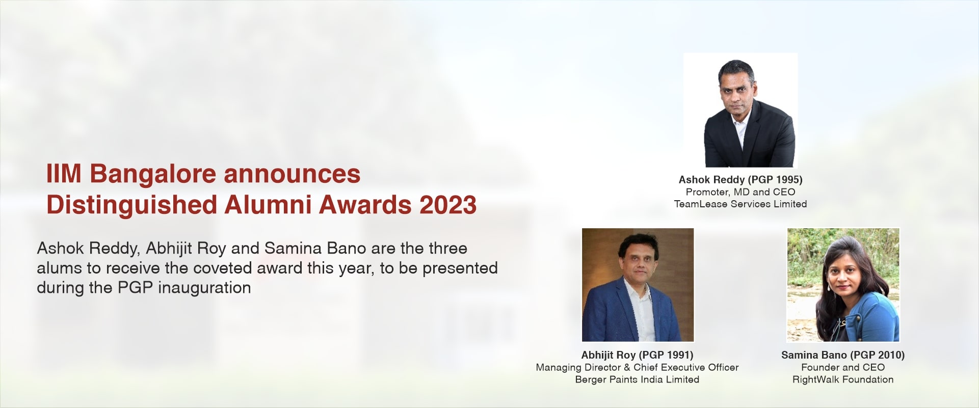 IIM Bangalore announces Distinguished Alumni Awards 2023