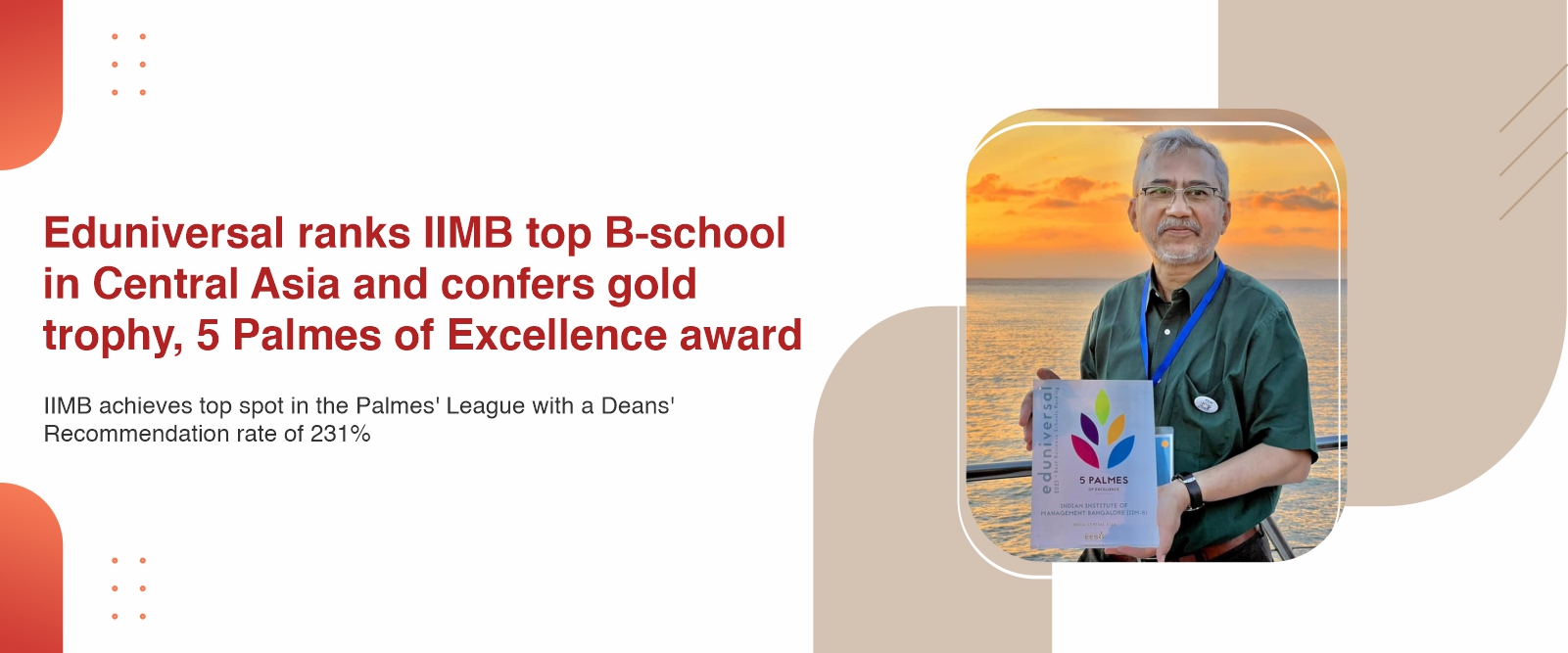 Eduniversal ranks IIMB top B-school in Central Asia and confers gold trophy, 5 Palmes of Excellence award