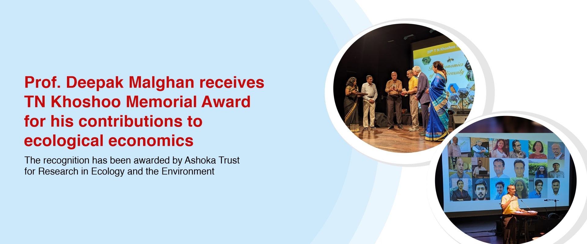 Prof. Deepak Malghan receives TN Khoshoo Memorial Award for his contributions to ecological economics 