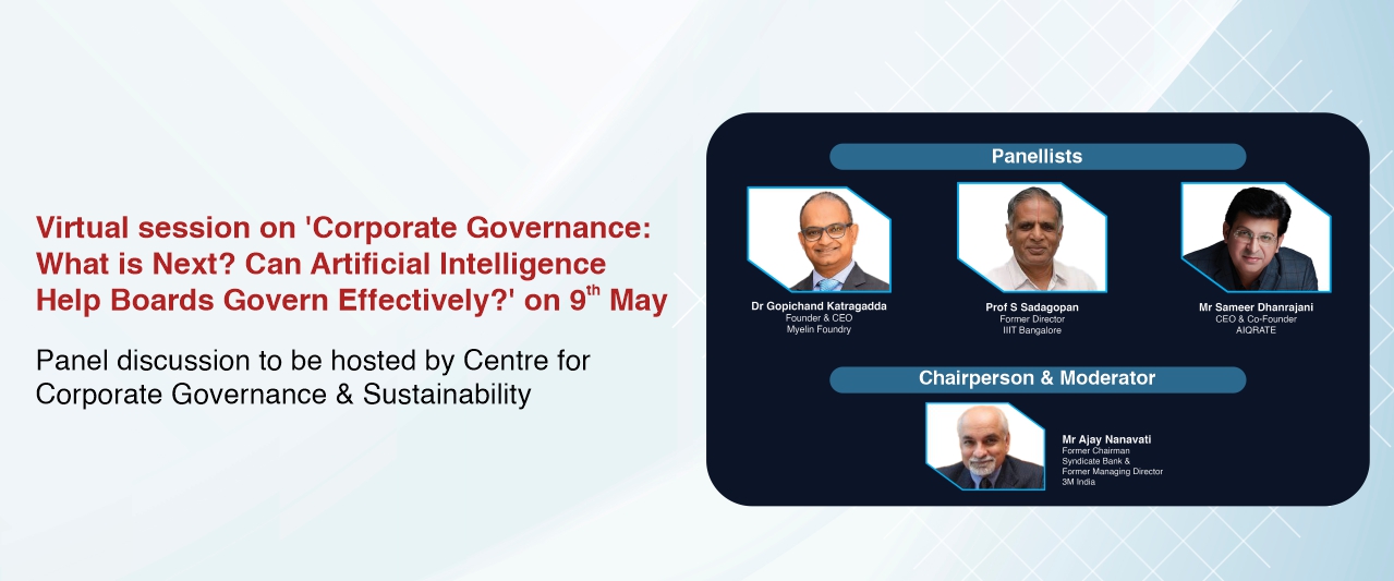 Virtual session on ‘Corporate Governance: What is Next? Can Artificial Intelligence Help Boards Govern Effectively?’ on 9th May 