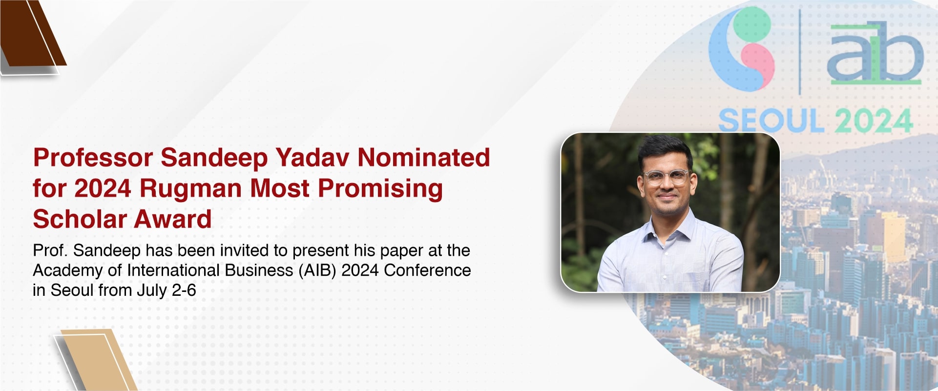 Professor Sandeep Yadav Nominated for 2024 Rugman Most Promising Scholar Award