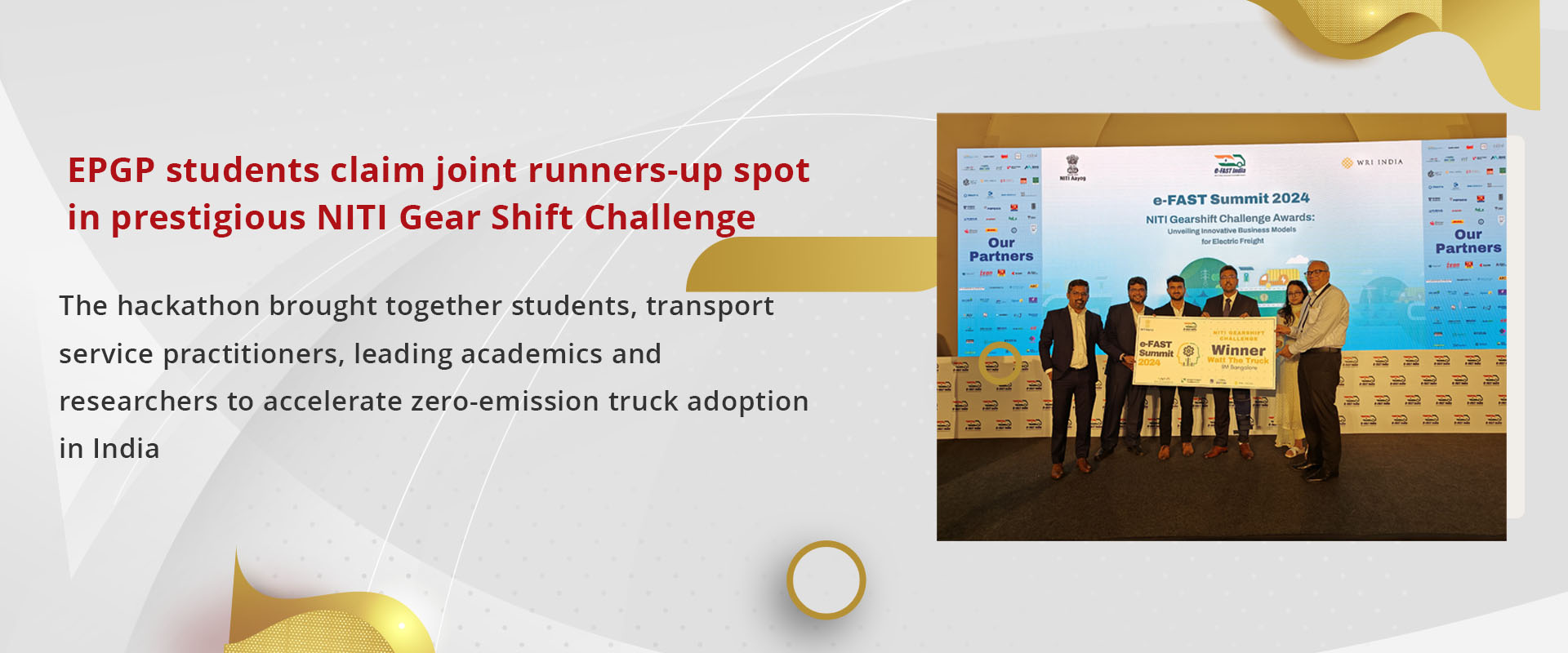 EPGP students claim joint runners-up spot in prestigious NITI Gear Shift Challenge