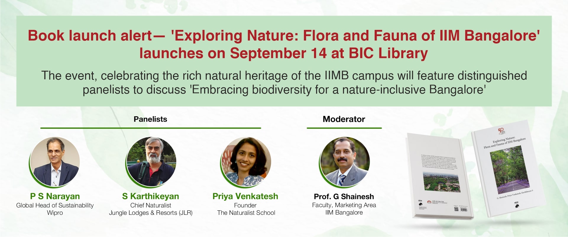 Book launch alert— ‘Exploring Nature: Flora and Fauna of IIM Bangalore’ launches on September 14 at BIC Library