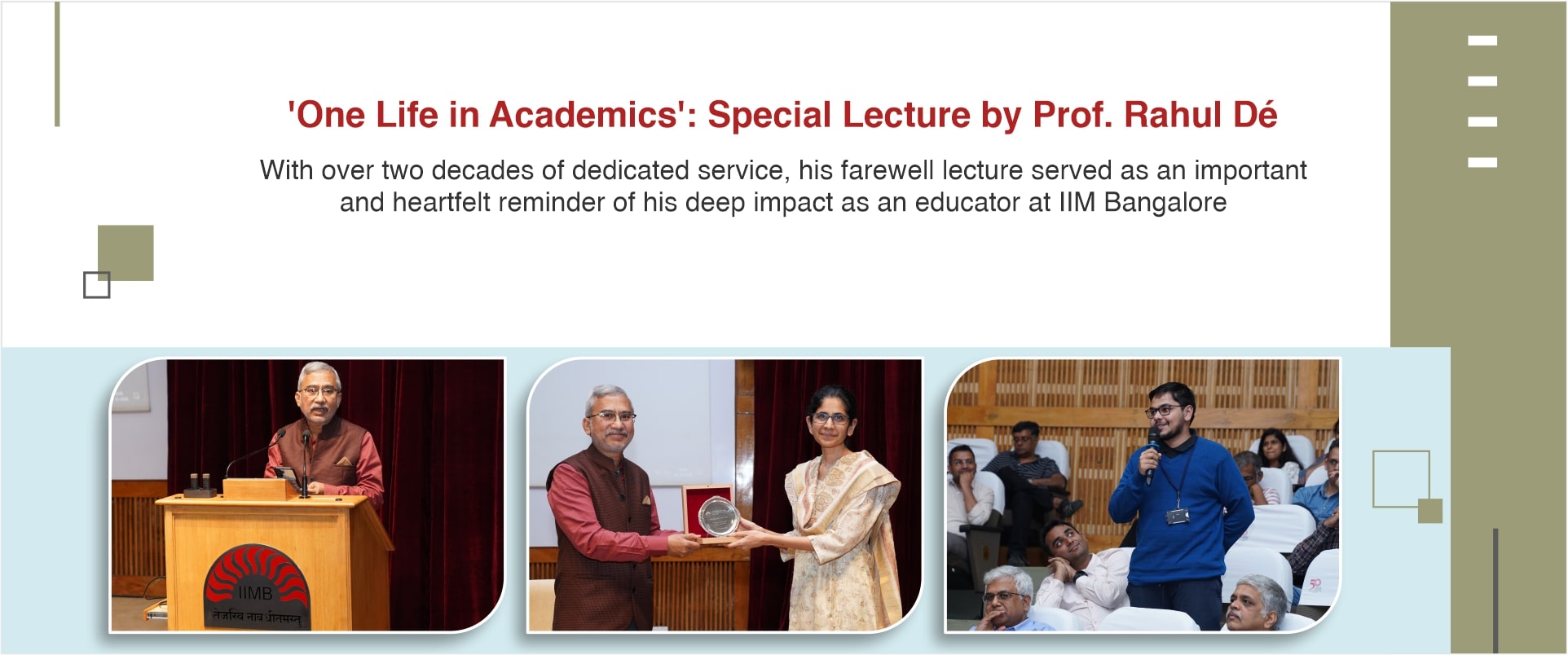 ‘One Life in Academics’: Special Lecture by Prof. Rahul Dé 