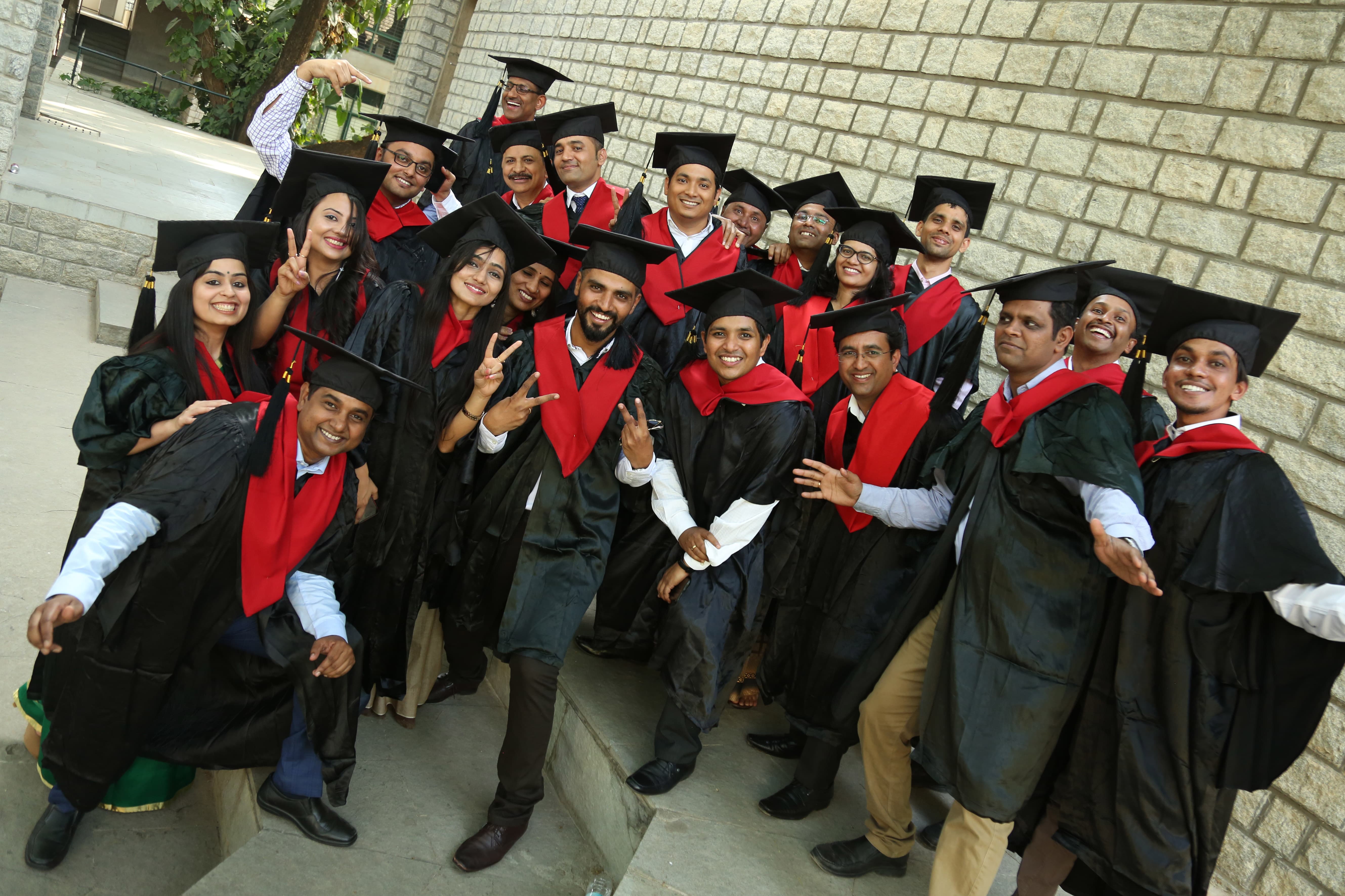 Students of the Post Graduate Programme in Public Policy and Management at IIMB strike a pose after their graduation.