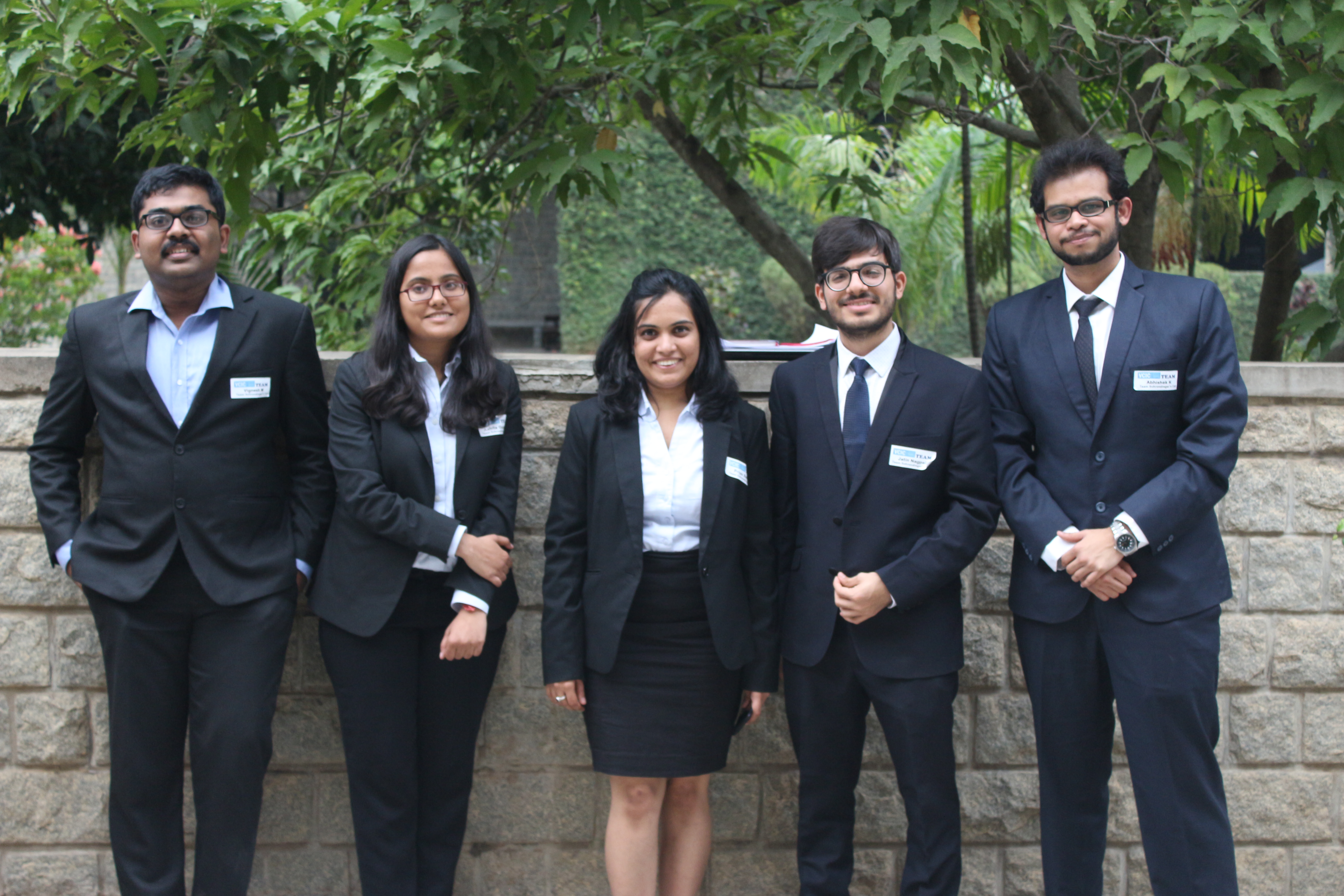 Campus finalists from IIM Bangalore. (L-R) Vignesh Meyyappan, Ashita Gugalia,  Priya Sahani, Jatin Nagpal and Abhishek Kshirsagar.