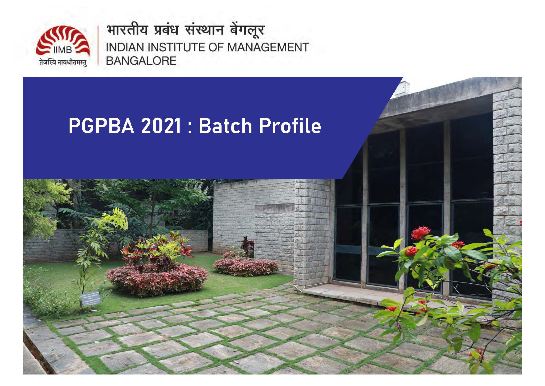 PGPBA 2021 Batch Profile | IIM Bangalore