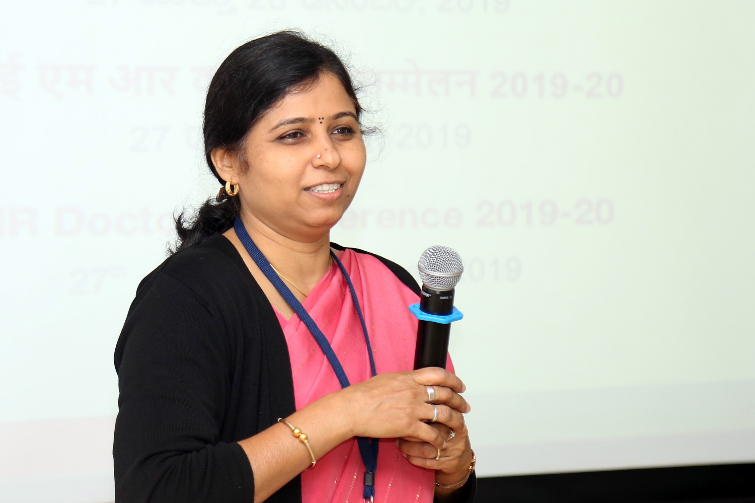 Prof. Haritha Saranga, Chair, PhD programme at IIMB, addresses the gathering at the conference.